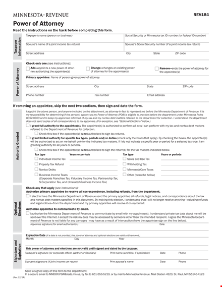 legal power of attorney | appointees for department template