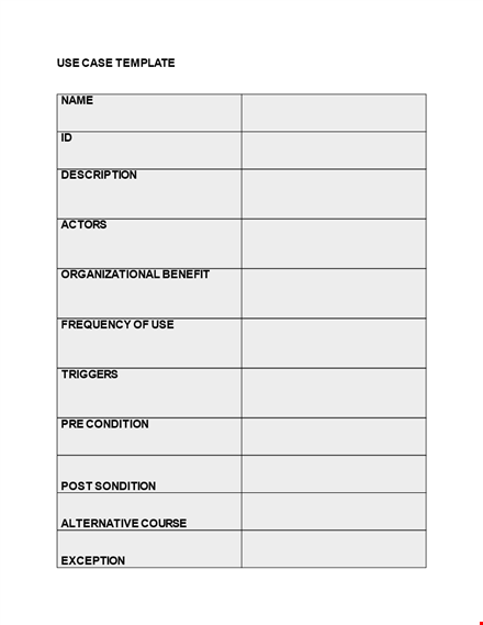 use case template - create effective use case scenarios for better project management template