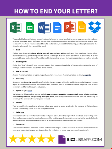 how to end a letter template