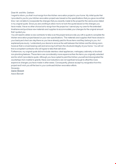 independent contractor resignation letter example template