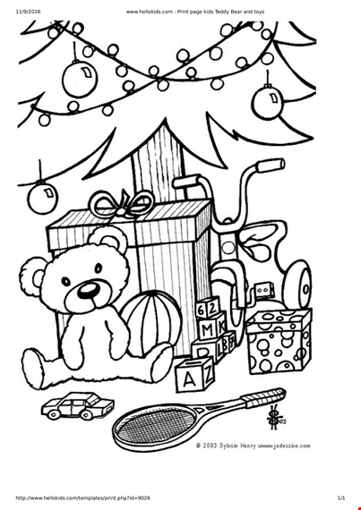 printable christmas gift coloring page - hellokids template