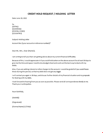 credit hold letter template