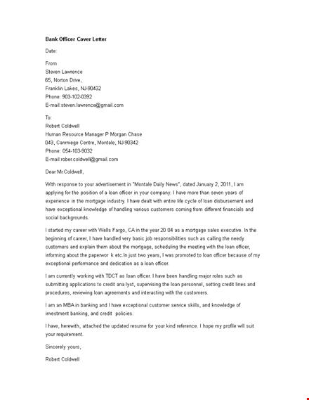 officer cover letter template