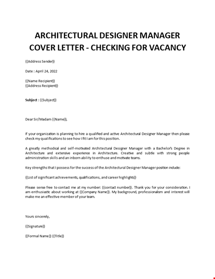 architectural designer cover letter template template