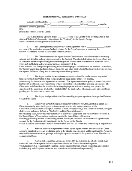 marketing contract template template