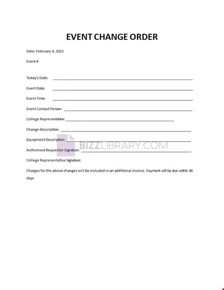 event change order template template