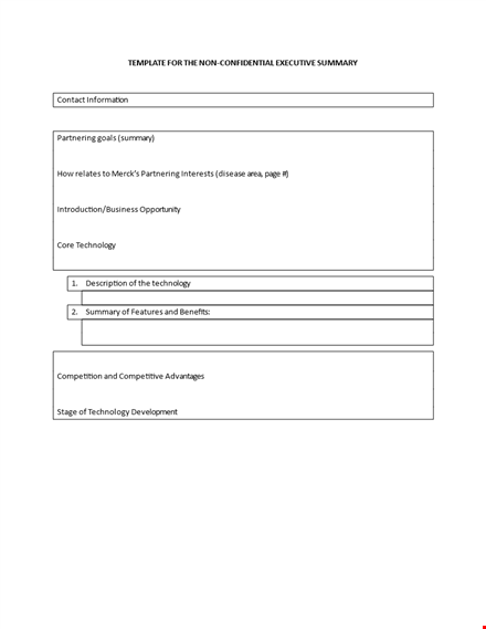 create a powerful executive summary | technology document template template