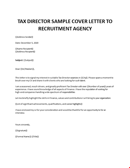 tax director cover letter template