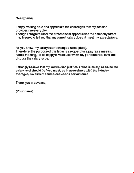 requesting salary raise: sample letter for meeting to discuss current salary template