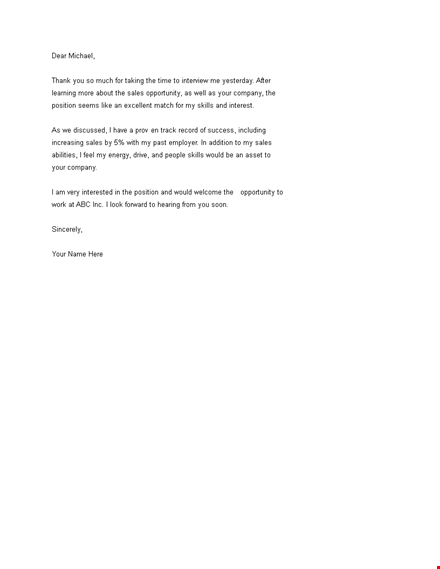 thank you letter to recruiter after interview template