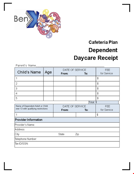 play school receipt template