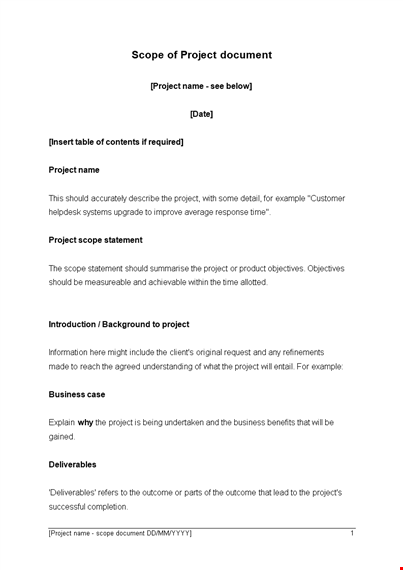 scope of work template - create a comprehensive project scope with examples template