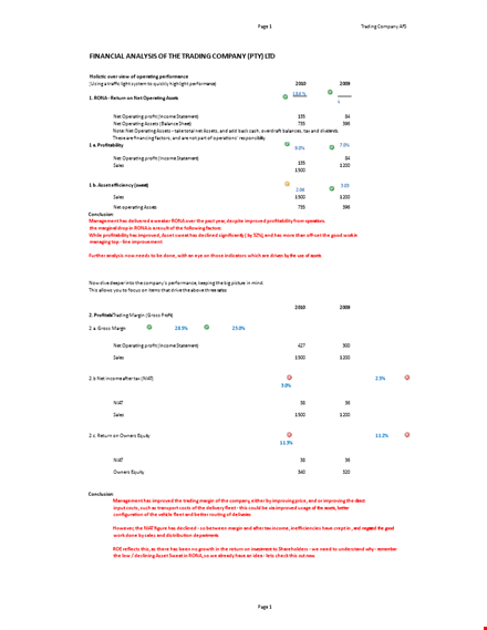 company financial analysis: sales, current assets, and operating template