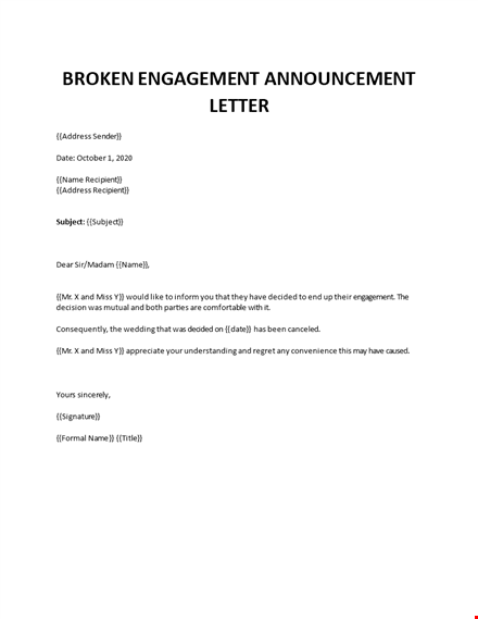 wedding cancellation announcement letter  template