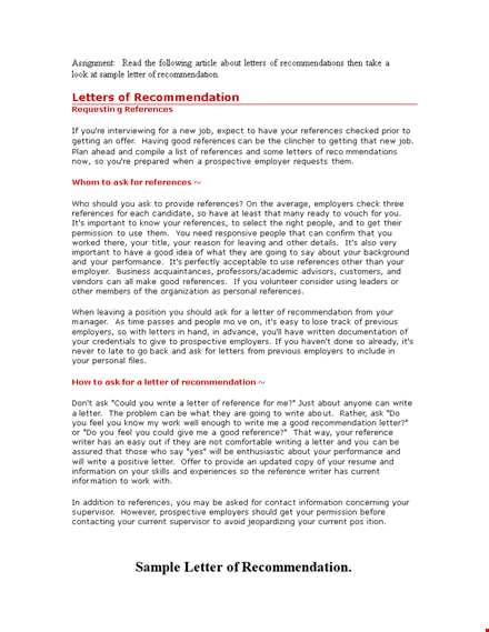 letter of recommendation for employee template