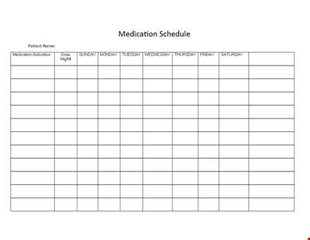 medication schedule template - easy and effective patient medication management template