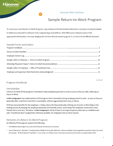 return to work letter template for employees - physician approved | hanover template