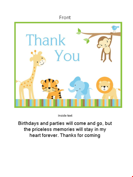 custom thank you card template for birthdays - personalize the front & inside template