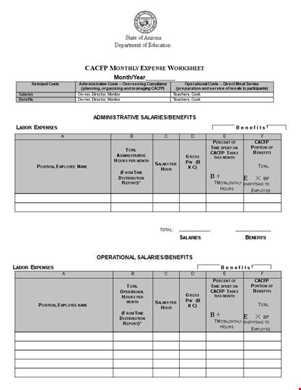 monthly office expense sheet | track service, total, benefits & facility expenditure template