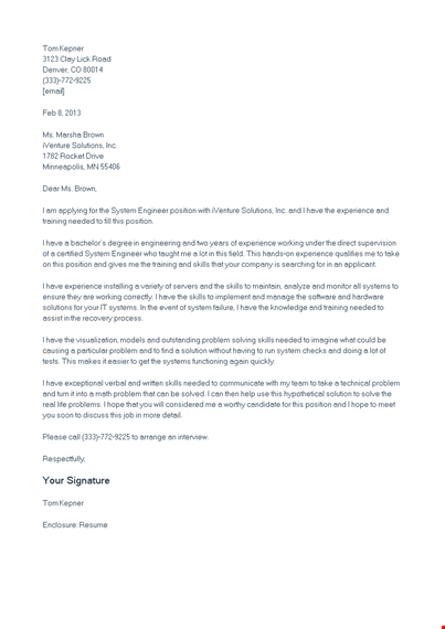 engineer cover letter template