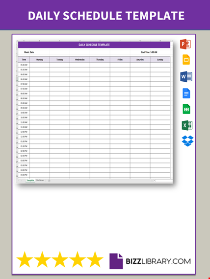 daily schedule template template