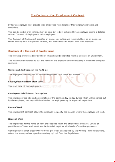 employment contract - essential policies & agreements for company, employee & employer template