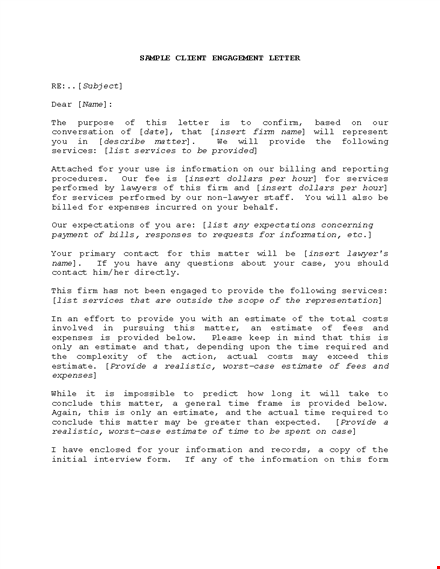 client engagement letter template template