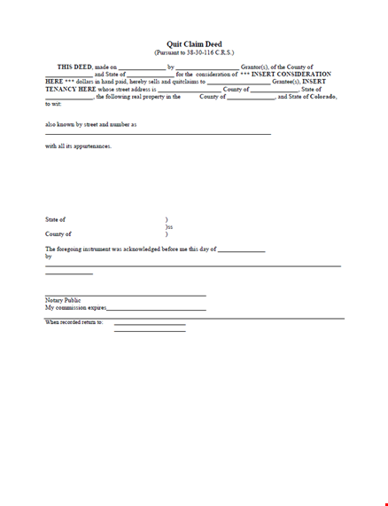 print or download a quit claim deed template - prepare and sign a quitclaim template