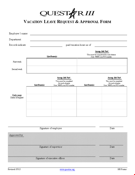 complete your vacation request form with aesop | easy and efficient template