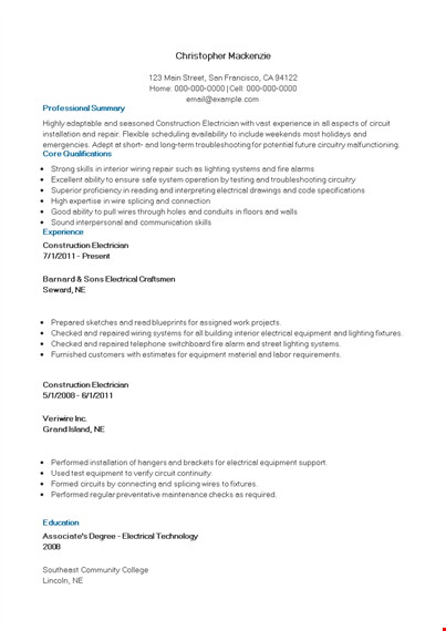 construction electrician template