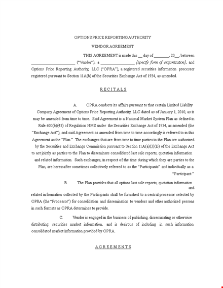 legal vendor agreement template - simplify the process for subscriber template