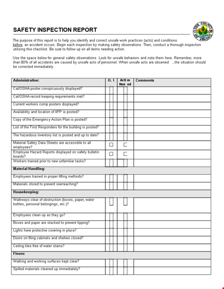 safety inspection template