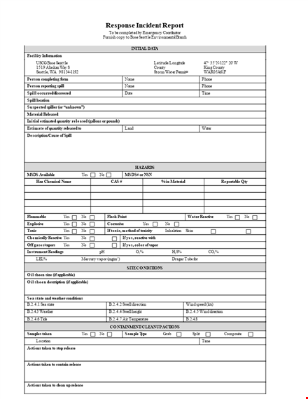 emergency response incident report template