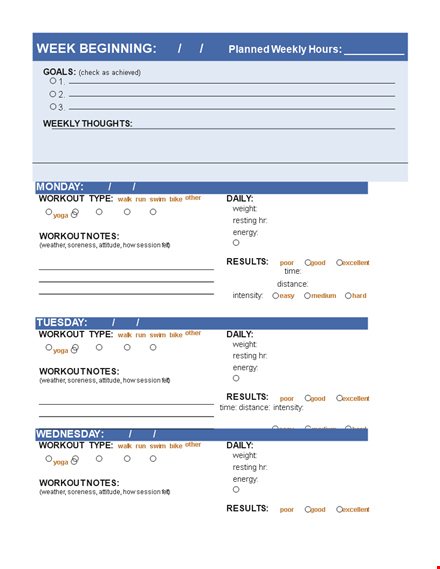 free printable workout log - keep track of your fitness progress template