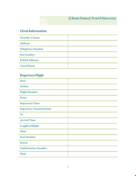 create your perfect itinerary | find flight information template