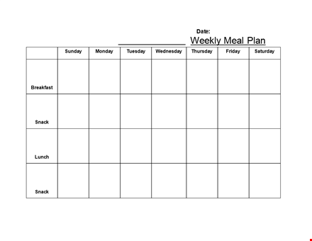 meal planning calendar template for easy weekly meal prep and snack ideas template