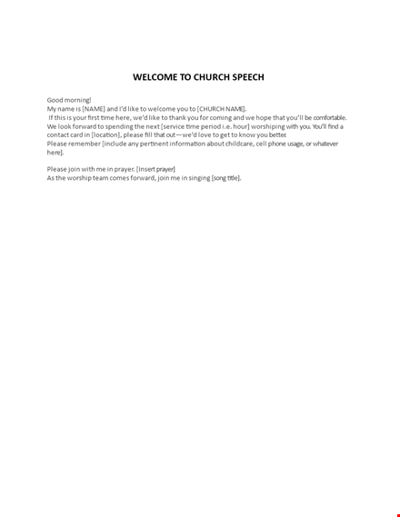 church speech template