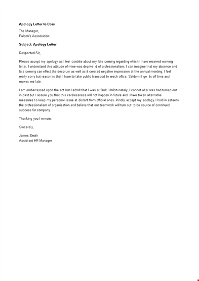 letter of apology to boss template