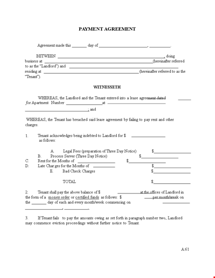 payment & lease agreement template for landlords and tenants template