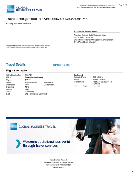 corporate travel itinerary template