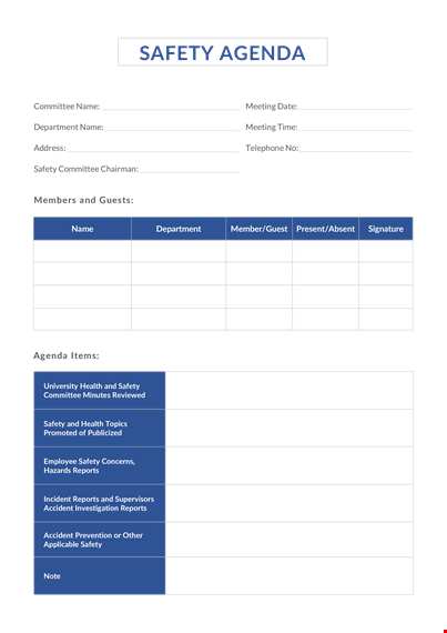 safety agenda template template