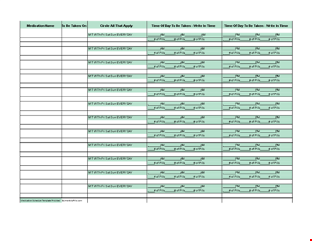 medication schedule template for managing pills template
