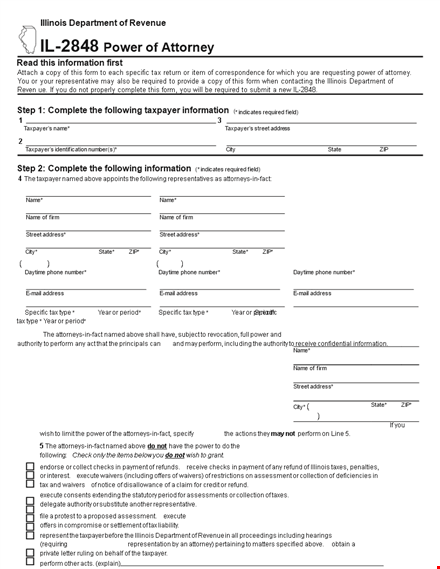 taxpayer approved power of attorney form template