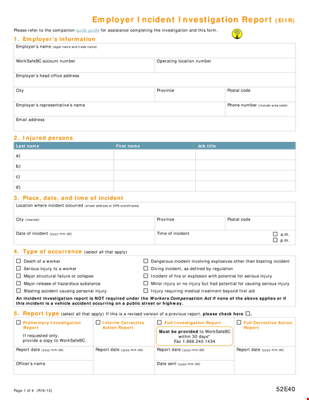 employee investigation report template template