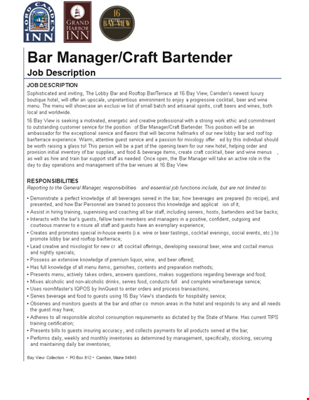 apply for a bartender position | job description & requirements template