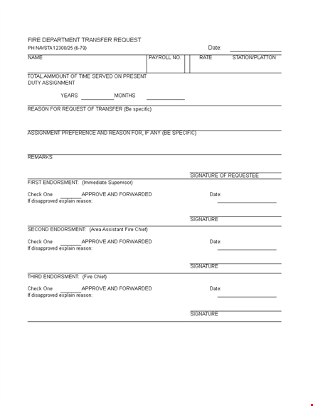 fire department transfer letter example template