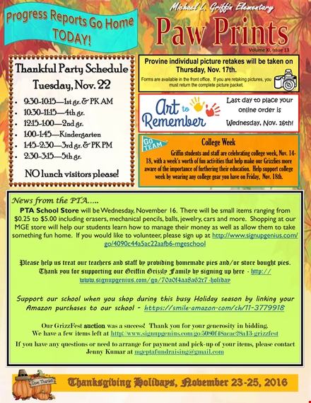 thankful party schedule template template
