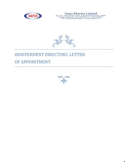 pharmaceutical company appointment letter template