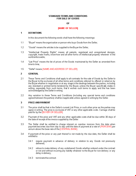 buyer & seller agreement template: goods purchase terms template