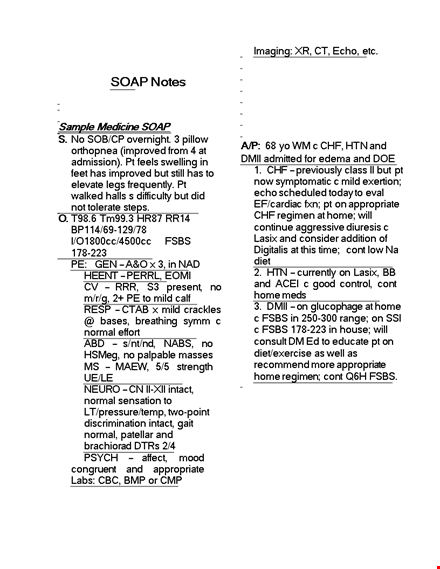 professional soap note template - clinical charting template